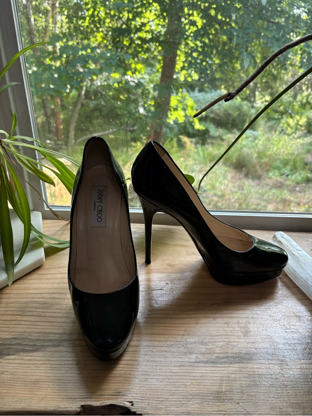 Jimmy Choo Black Patent Platform Stiletto Pumps